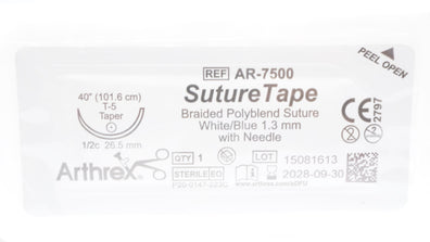 Arthrex AR-7500 SutureTape Braided Polyblend Stre T-5 Taper 1/2c 26.5mm, 40inch
